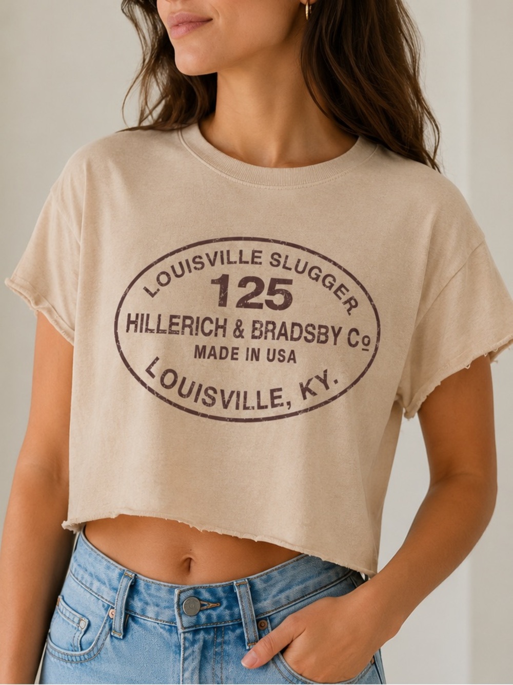 Louisville Slugger Crop Top Beige Small